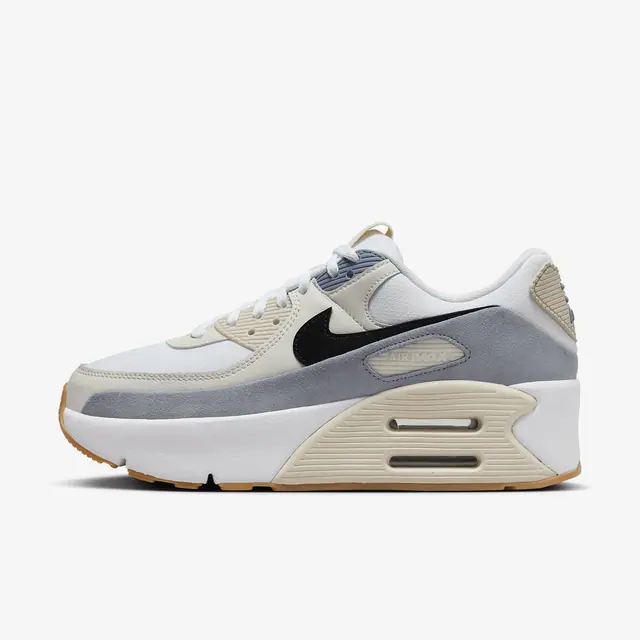 NIKE AIR MAX 90 LV8 in WHITE/BLACK-ASHEN SLATE-LT OREWOOD BRN