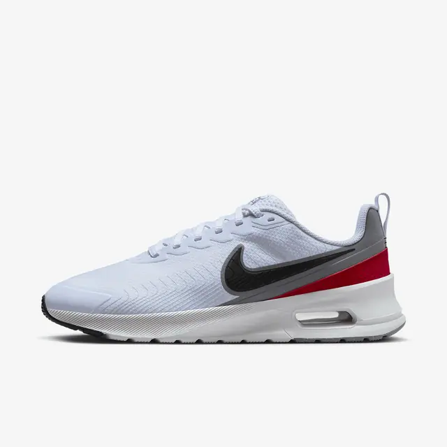 NIKE AIR MAX NUAXIS in FOOTBALL GREY/BLACK-WHITE-GYM RED