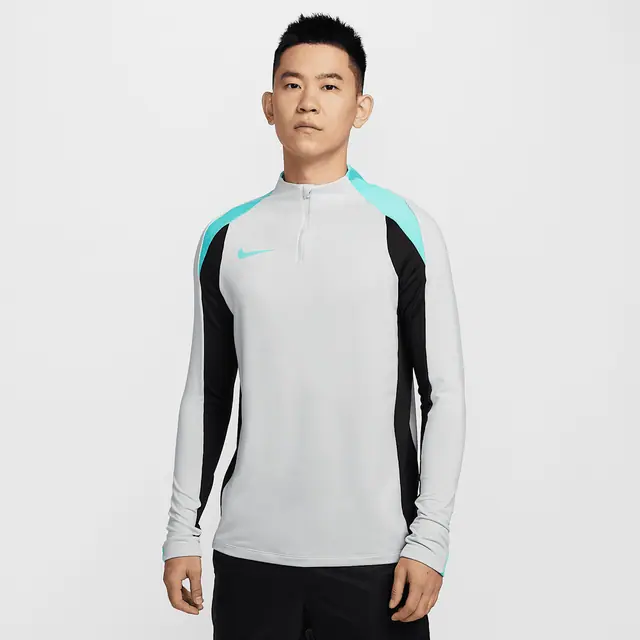 NIKE AS M NK DF STRK DRIL TOP in PHOTON DUST/BLACK/DYNAMIC TURQ