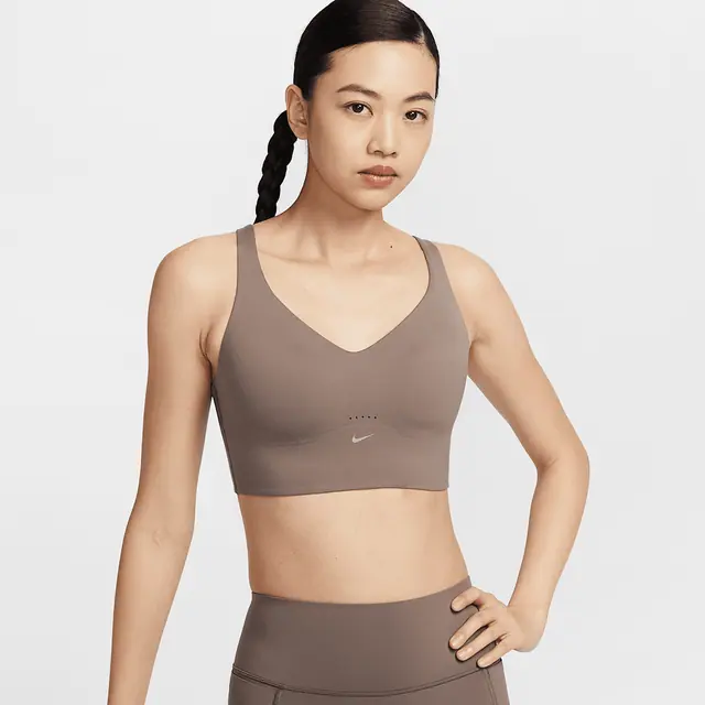 NIKE AS W NK ALATE LL MS BRA in MINK BROWN/WHITE