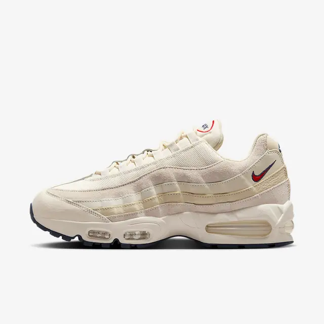 NIKE AIR MAX 95 OG PRM in PALE IVORY/UNIVERSITY RED-LT KHAKI-SAIL