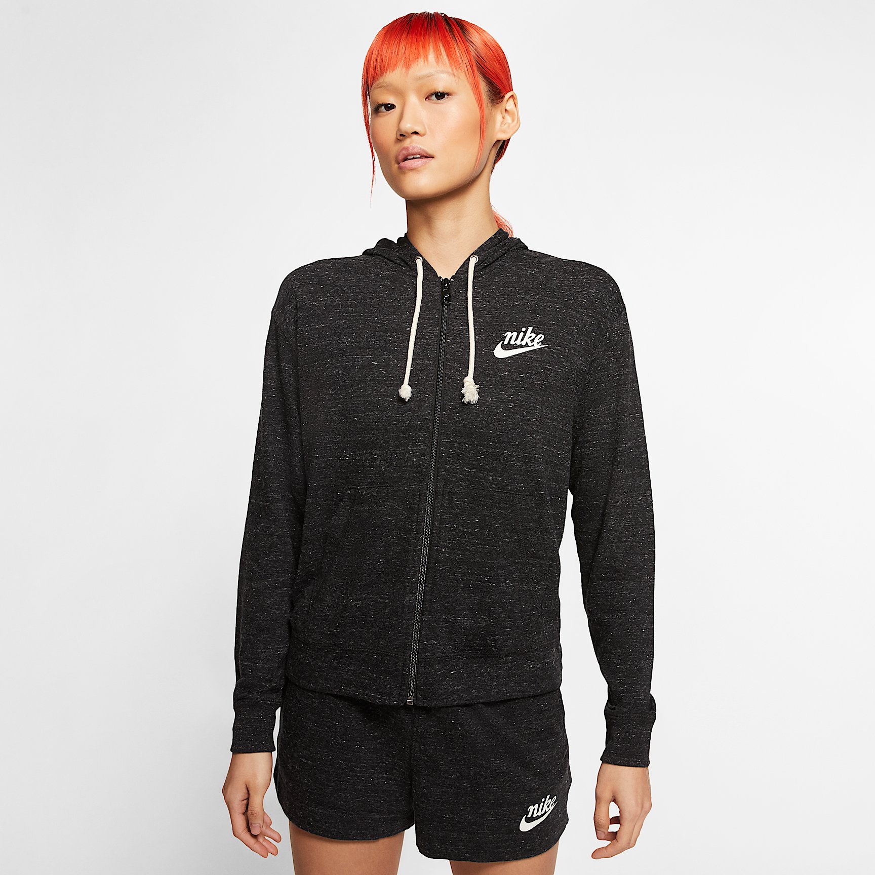 NIKE As W Nsw Gym Vntg Hoodie Fz in BLACK/BLACK/REFLECTIVE SILV