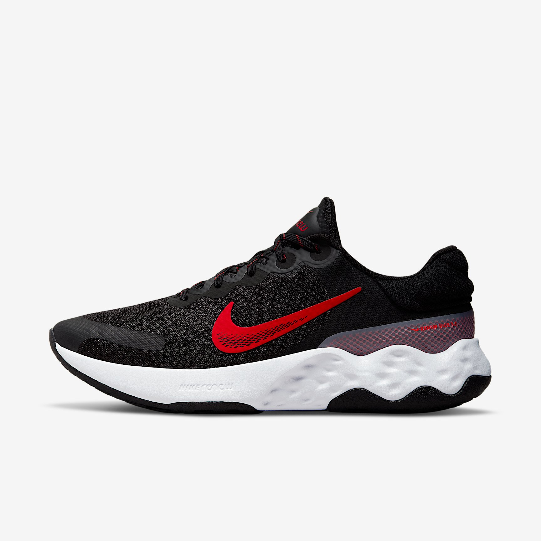 NIKE RENEW RIDE 3 in BLACK UNIVERSITY RED-WHITE-SMOKE GREY