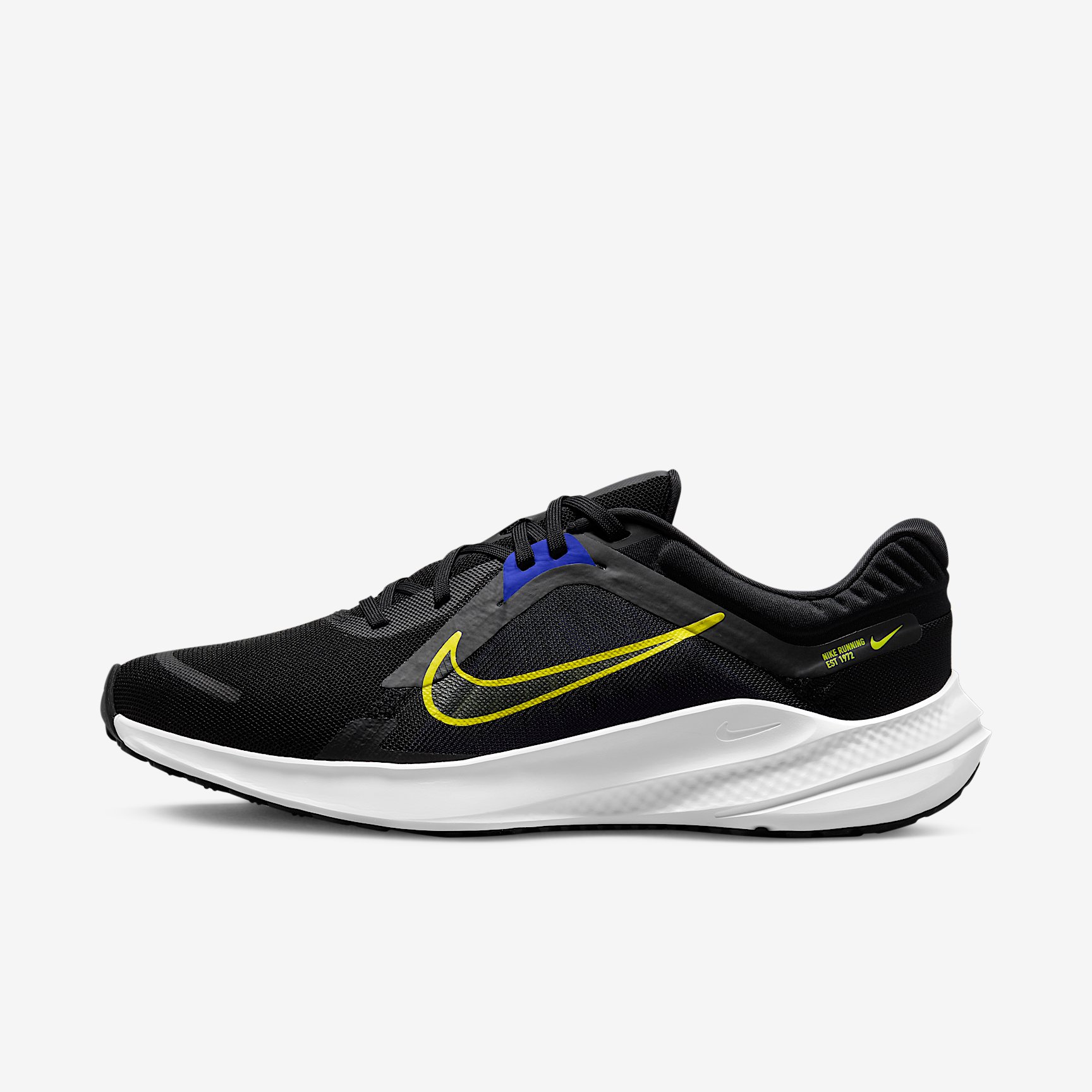 NIKE QUEST 5 in BLACK HIGH VOLTAGE-RACER BLUE-WHITE