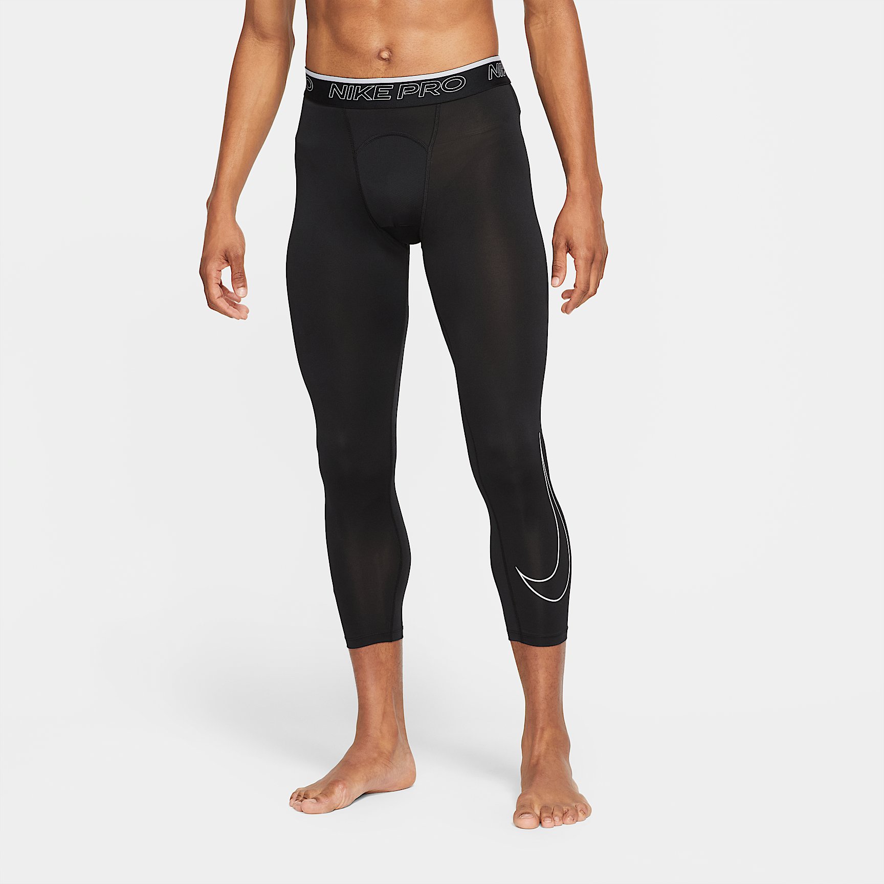 NIKE AS M NP DF 3QT TIGHT in BLACK/WHITE