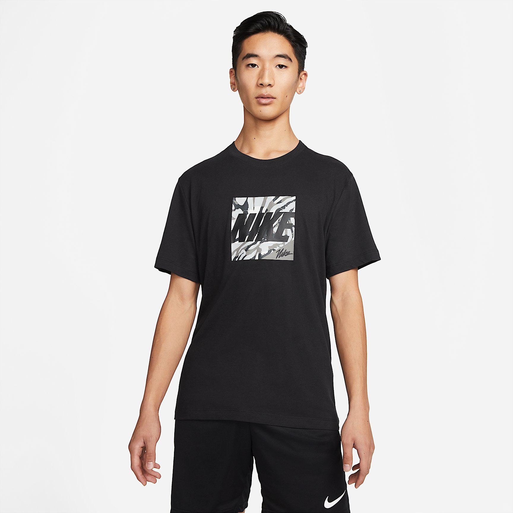 NIKE AS M NK DF TEE SLUB SC in BLACK/DK SMOKE GREY