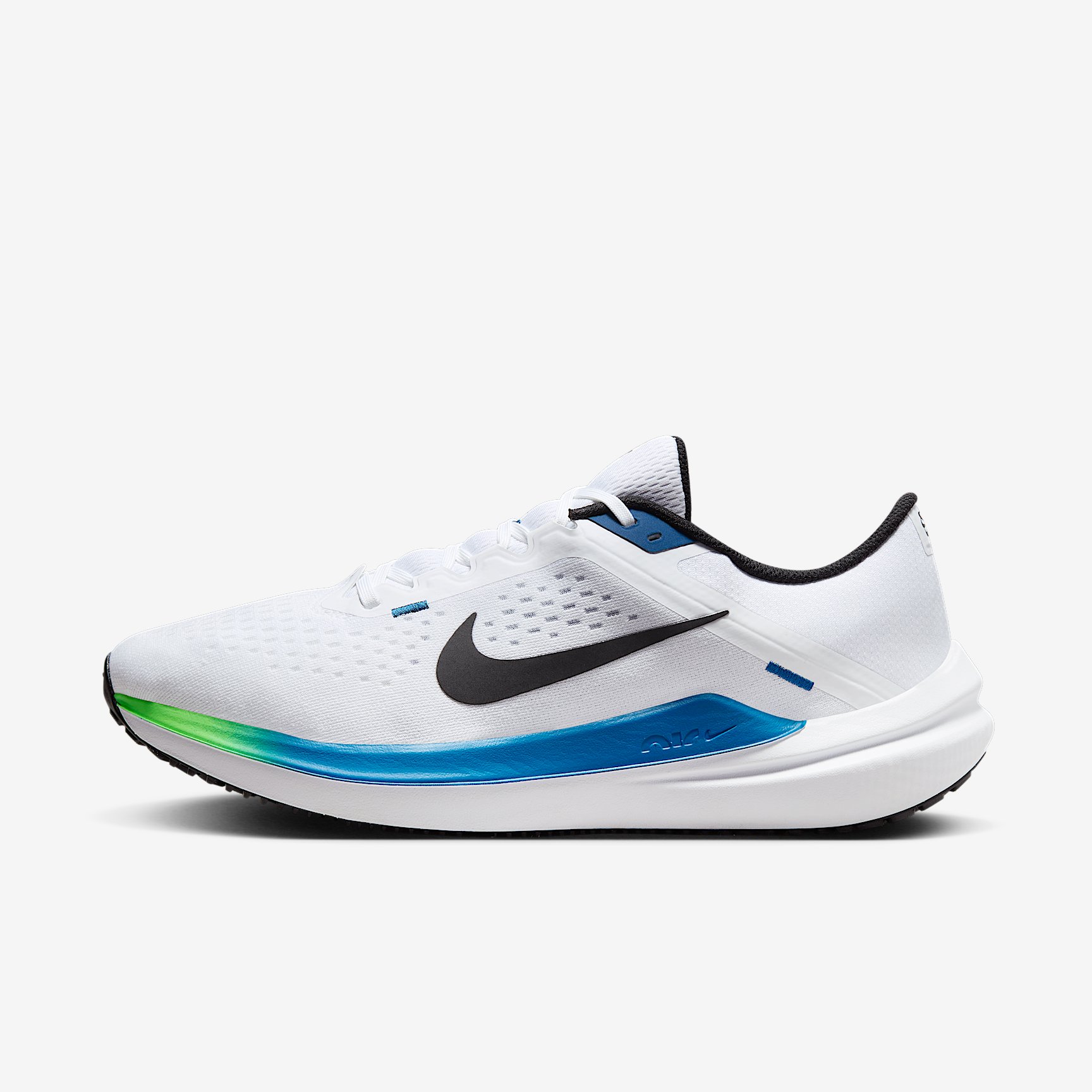 NIKE AIR WINFLO 10 in WHITE BLACK-STAR BLUE-GREEN STRIKE