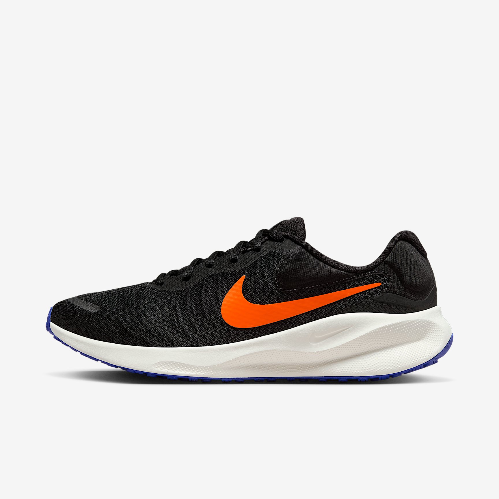 NIKE REVOLUTION 7 in BLACK HYPER CRIMSON-ASTRONOMY BLUE-SAIL