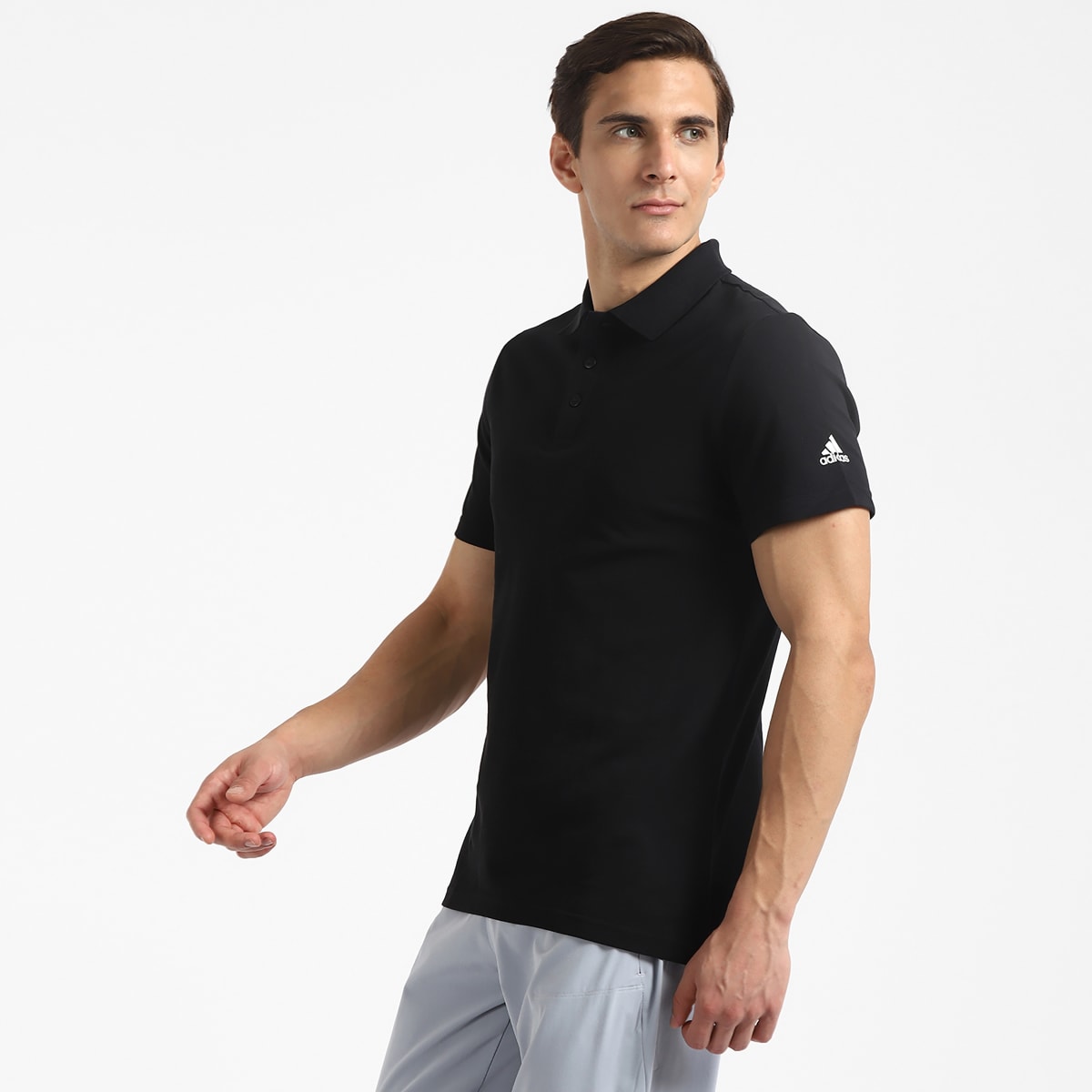 ADIDAS SOLID / PLAIN T-SHIRT in BLACK