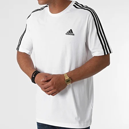 ADIDAS STRIPED T-SHIRT in WHITE