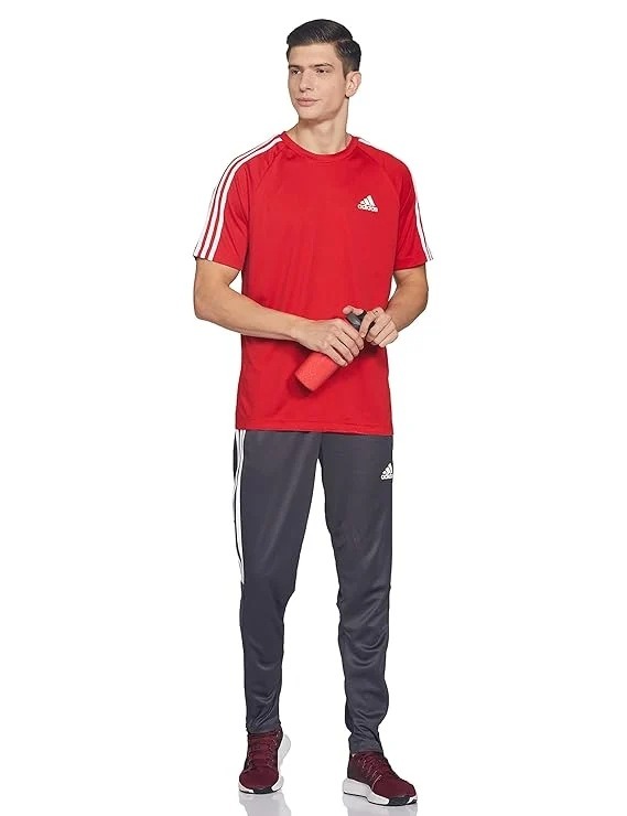 ADIDAS STRIPED T-SHIRT in RED