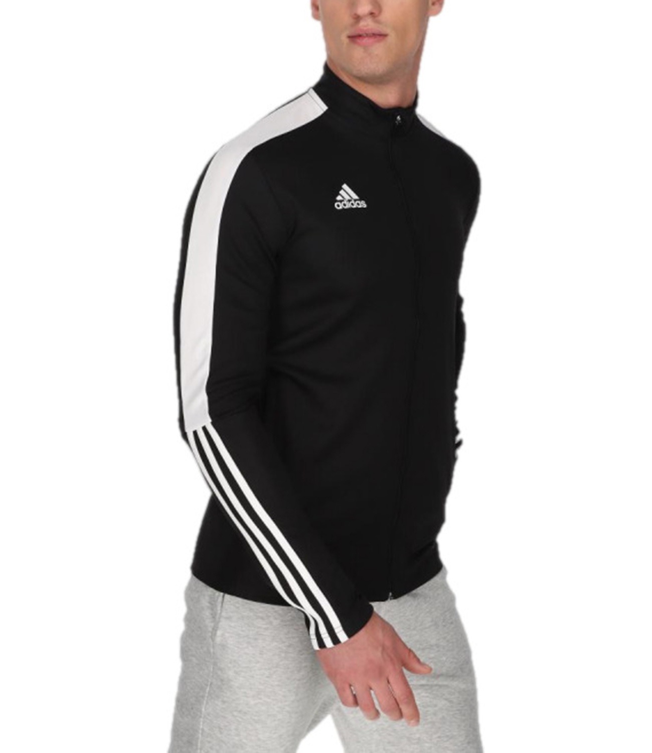ADIDAS FRONT OPEN TURTLE NECK FULL-SLEEVES' STRIPED SWEATSHIRT in Standard