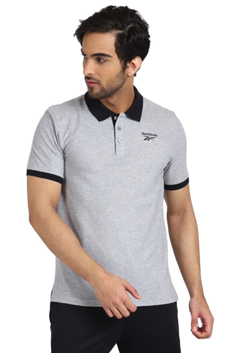 REEBOK POLO T-SHIRT in GREY