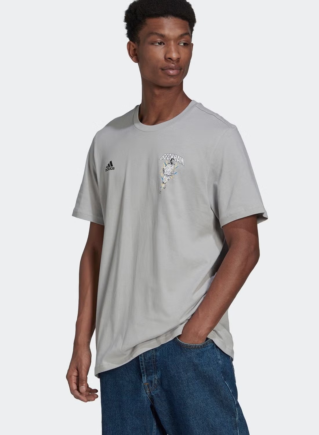 ADIDAS CREW NECK SHORT-SLEEVES LOGO PRINT T-SHIRT in Standard