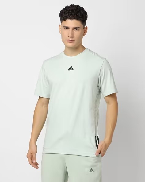 ADIDAS SHORT-SLEEVES CREW NECK LOGO PRINT T-SHIRT in Standard