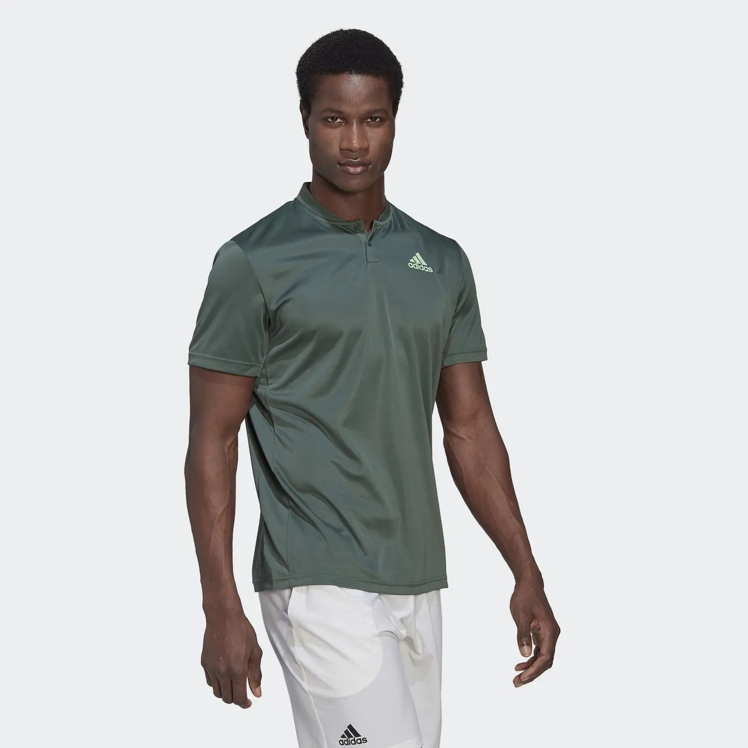 ADIDAS SHORT-SLEEVES JOHNNY COLLAR LOGO PRINT T-SHIRT in Standard
