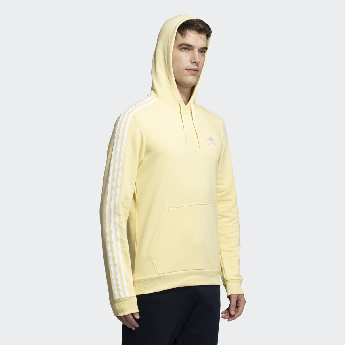 ADIDAS MEN HOODED FULL SLEEVES PULLOVER STRIPED SWEATSHIRT in Standard