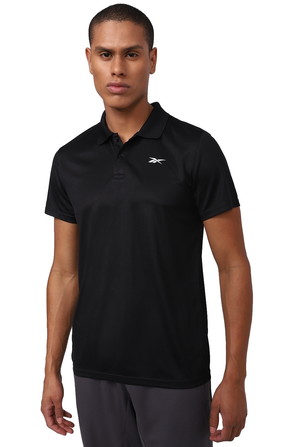 REEBOK POLO NECK SHORT-SLEEVES LOGO PRINT T-SHIRT in Standard